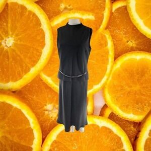 Jones New York Long Black‎ Sleeveless Dress with Belt Size 10